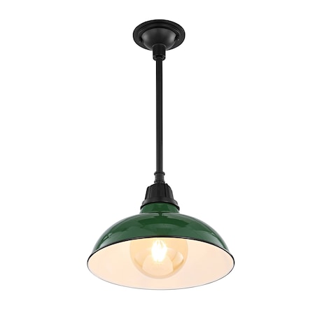 Jonathan Y Jasper 12.3 in. 1-Light Farmhouse Industrial Indoor/Outdoor Iron LED Pendant, Green JYL7611F