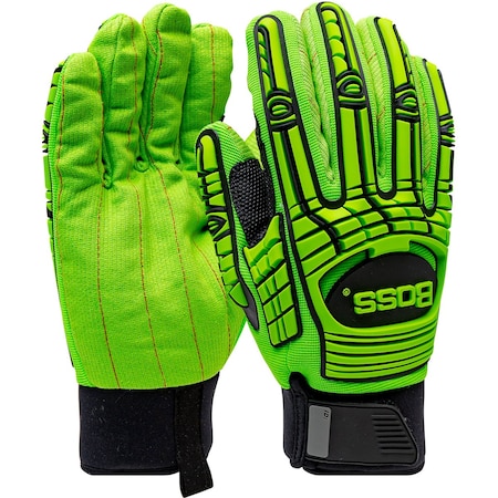Boss Green Corded Cotton Palm and Spandex Back with TPR Impact Protection, Insulated & Waterproof 116976