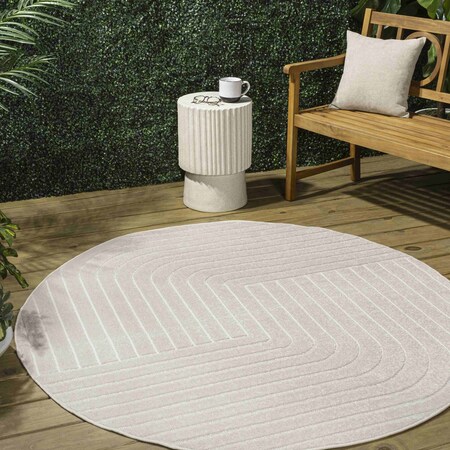 Jonathan Y Odense High-Low Minimalist Angle Geometric Ivory/Cream 5 ft Round Indoor/Outdoor Area Rug SCN101A-5R