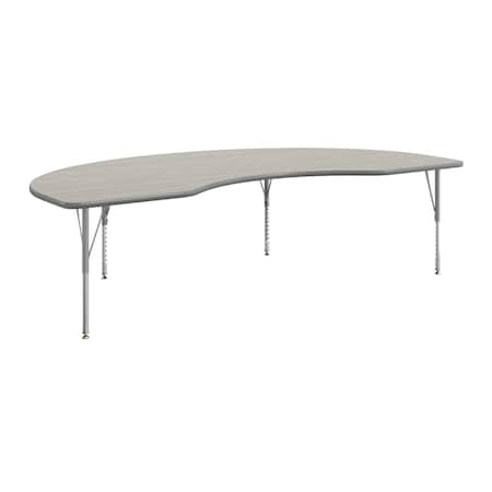 Flash Furniture Wren 96 in x 48 in Kidney Adjustable Height Activity Table, Thermal Laminate Top, Short Legs, Light Gray XU-A4896-KIDNY-LTGRY-T-P-GG