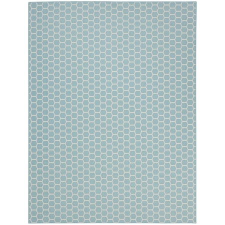 Homeroots 10' X 14' Aqua And Ivory Geometric Indoor Outdoor Area Rug 556307