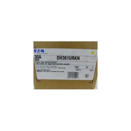 Eaton Safety Switches DH 3P 30A 600V 50/60Hz 3Ph Non Fusible 4Wire EA NEMA 3R DH361URKN
