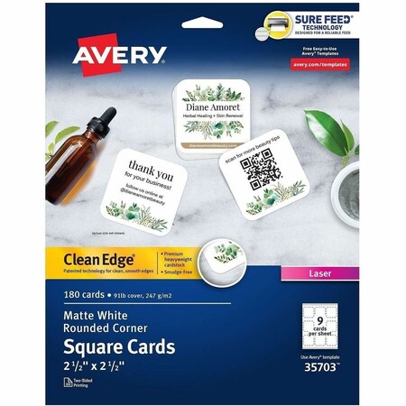 Avery Square Cards with Rounded Edges, PK180 35703