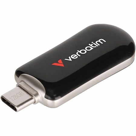 Verbatim Americas Verbatim 128GB Plectra USB-C Flash Drive - Black - 128 GB - USB 3.2 (Gen 1) Type C - Black 30225
