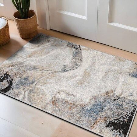 World Rug Gallery Neutral Desert Drift Area Rug 2 ft x 3 ft Beige WR205BEIGE2X3