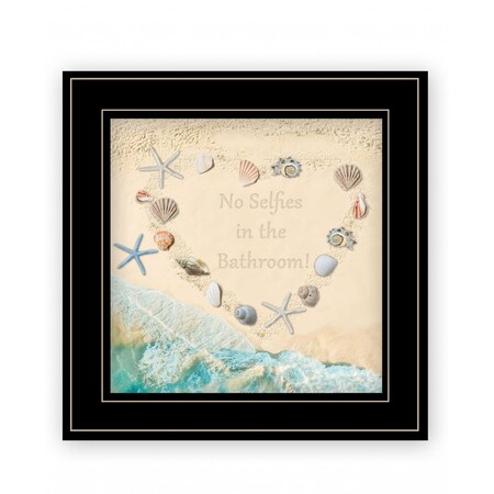 Homeroots No Selfies in the Bathroom Sea 2 Black Framed Print Bathroom Wall Art 407825