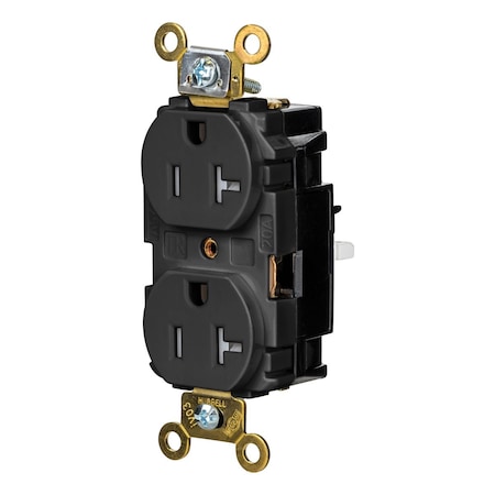 Hubbell Wiring Device-Kellems Straight Blade Receptacle, 5-20R, 20 A, 125V AC, 2 Pole, 3 Wire, Surface Mount, Grounded HBL5362STBKTR
