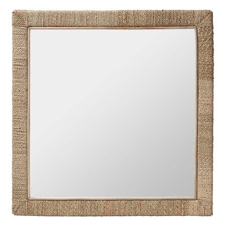 Bali & Pari Geralyn Japandi Natural Seagrass Square Wall Mirror 248-13813-ZORO