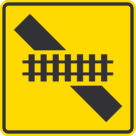 Lyle Skewed Crossing Symbol, 36x36, High Intensity Prismatic, Yellow G-16369-HI_36x36