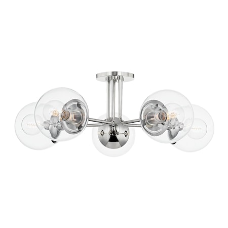 Mitzi Meadow 5 Light Semi Flush 18.25 In. Polished Nickel H503605-PN