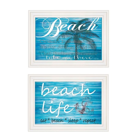 Homeroots Set Of Two Beach Life 1 White Framed Print Wall Art, 2PK 405837