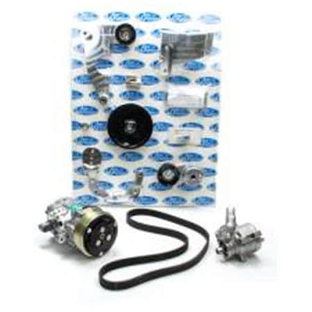 Kento Gear Aluminum Front Runner Pulley Kit with 6 Rib Serpentine for Ford Coyote 5.0L, Polished KE1386510