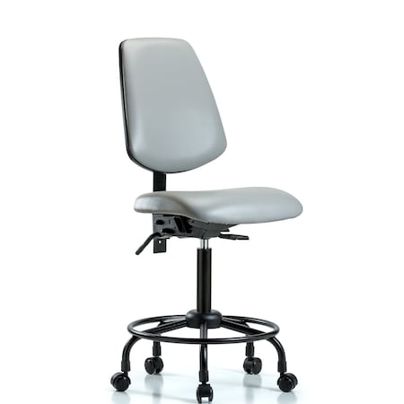 Blue Ridge Ergonomics Medium Bench Chair No Arms, 23" to 31" Height, Vinyl, Dove BR-VMBCH-MB-RT-T0-A0-RC-8567
