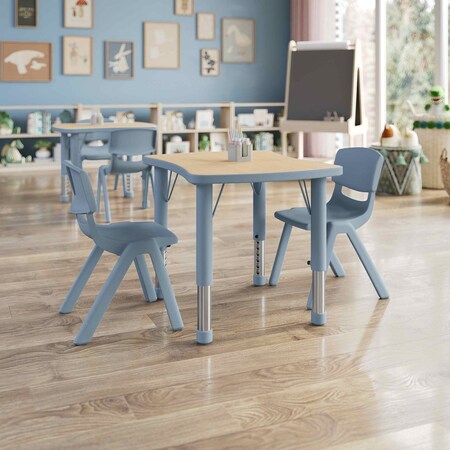 Flash Furniture 2 PC Plastic Activity Table and 2 Chairs Set, 10.5 inSeat Height-Dusty Blue YU-YCY-098-0032-RECT-TBL-DSTYBL-GG