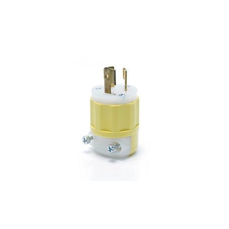 Leviton Locking Plug, L6-15P, 15 A, 250V AC, Single Phase, 2 Pole, Screw Terminals, White, Yellow 4570-CY