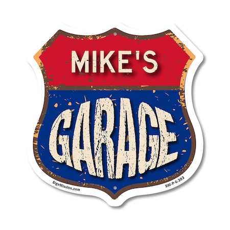 Signmission Mike's Garage, 6 Inch X 6 Inch, Plastic Sign SHI-P-6-383-MIKE