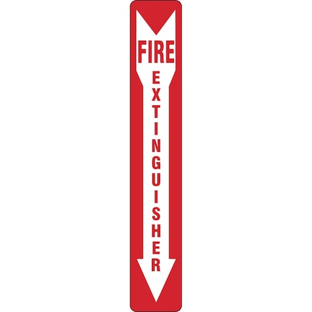 Brady Fire Extinguisher Sign, 4in H x 24in W, Red on White, Vinyl SV212E