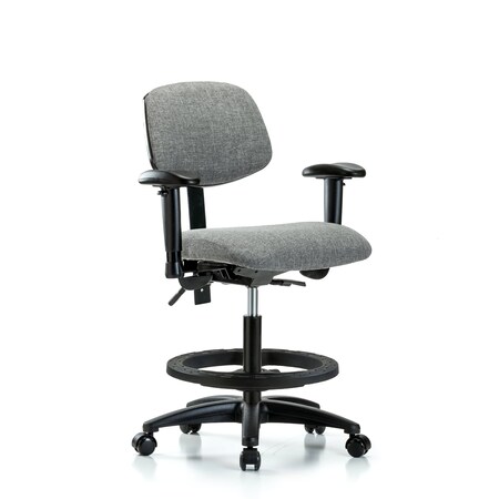 Blue Ridge Ergonomics Chair, Fabric, Med Bench, AA BF Casters, Gry, 6-Way Adjustable, 22" to 29" Height, Gray BR-FMBCH-RG-T0-A1-BF-RC-F44