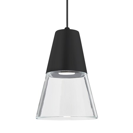 Besa Lighting Besa Timo 6 Pendant, Clear/Black, Black Finish, 1x 9W LED 1XT-TIMO6BC-LED-BK