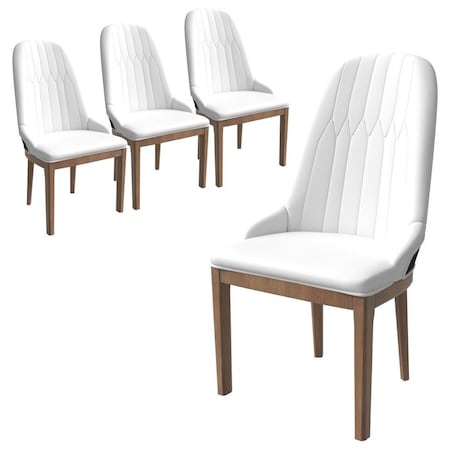 Leisuremod Verisma Collection Modern Wooden Dining Chair in Black Fabric with White Front, 4PK VC57BFW4
