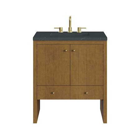 James Martin Vanities Hudson 30" Single Vanity, Honey Oak w/ 3 CM Charcoal Soapstone Silestone Top 435-V30-HNO-3CSP