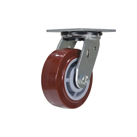 Vestil Polyurethane Swivel Caster 5 In. Diameter x 2 In. Width 600 Lb. Capacity Maroon/Gray CST-VE-5X2PUP-S