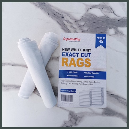 Supremeplus New White T-Shirt Exact Cut Rags - 20 Packs of 45 Pieces, 900PK SP-0868