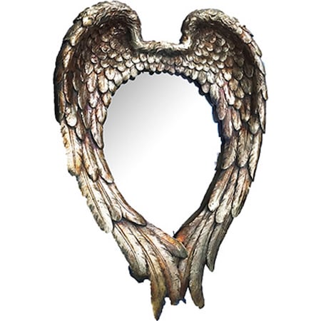 Homeroots 22" Antiqued Gold Heart Resin Framed Accent Mirror 485128