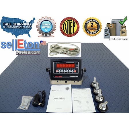 Selleton Scales Industrial Floor Scale, NTEP Certified, 3 ft x 3 ft, 1000 - 5000 lb SL-800-3X3-5K