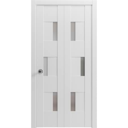 Vdomdoors Sliding Closet Bi-fold Doors White Solid Core Modern Interior SETE6933BF-WS-60 x 84 (2* 30x84)