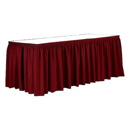 R&R Textile Table Skirt, 29" H, 13 ft L, Red EE-Pshirred-13FTx29in-Red