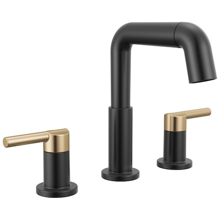 Delta Nicoli 2-Handle Widespread Pull-Down Bathroom Faucet, 7.13 in, Matte Black/Champagne Bronze 35849LF-GZPD