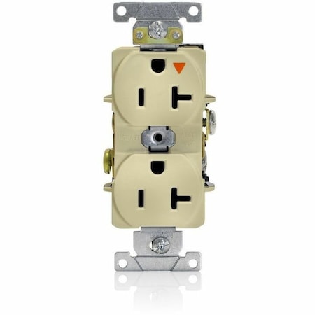 Leviton Straight Blade Receptacle, 5-20R, 20 A, 125V AC, 2 Pole, 3 Wire, Flush Mount, Single, Ivory 5362-IGI
