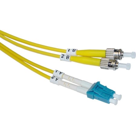 Cable Wholesale LC/UPC to ST/UPC OS2 Duplex 2.0mm Fiber Optic Patch Cord, OFNR / LSZH, Singlemode 9/125, LCST-01230