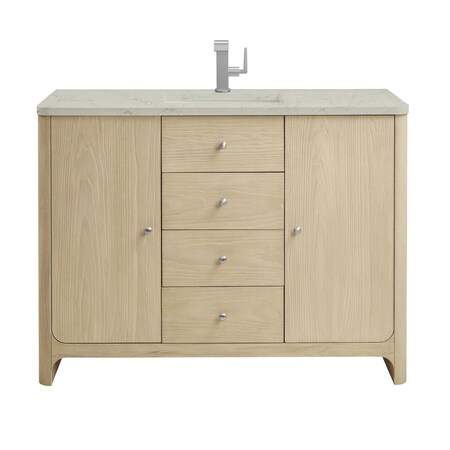 James Martin Vanities Gracyn 48 in. Single Vanity, Coastal Driftwood, w/ 3 CM Victorian Silver Quartz Top D125-V48-CSD-3VSL