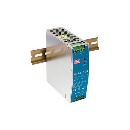 Meanwell Mean Well - AC-DC Single output Industrial DIN rail power supply; Output 24Vdc at 5A; met NDR-120-24