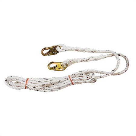 Liberty Line 25 ft Rope Grab and Vertical Lifeline, White Polydac Rope, Snap Hook Ends FAL28012