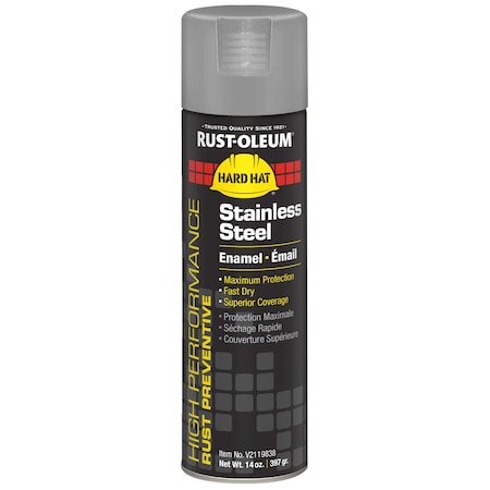 Rust-Oleum Rust Preventative Spray Paint, Stainless Steel, Gloss, Solvent, 14 oz V2119838