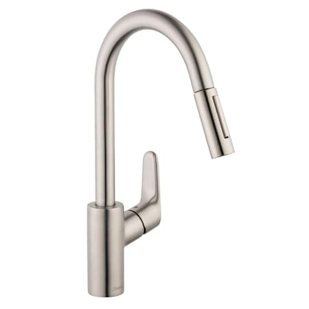 Hansgrohe Focus Higharc Kitchen Faucet, 2-Spray Pull-Down, 1.5 GPM in Stainless Steel Optic 04920800