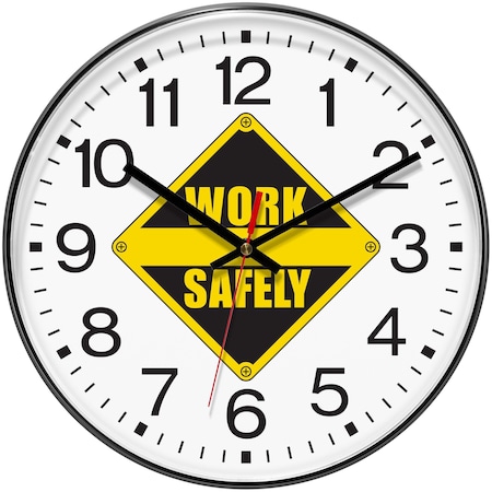 Infinity Instruments Prosaic ITC Work Safely Wall Clock, Black, 12 in 14529BK-4585