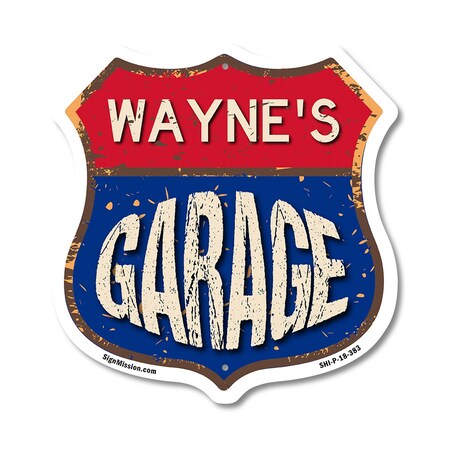 Signmission Wayne's Garage, 18 Inch X 18 Inch, Plastic Sign SHI-P-18-383-WAYNE
