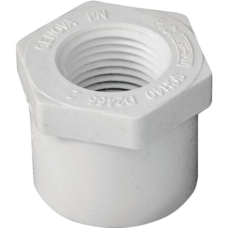 Lasco IPEX Reducing Bushing, 1 x 1/2 in, Spigot x FPT, White, SCH 40 Schedule, 150 psi Pressure 435724
