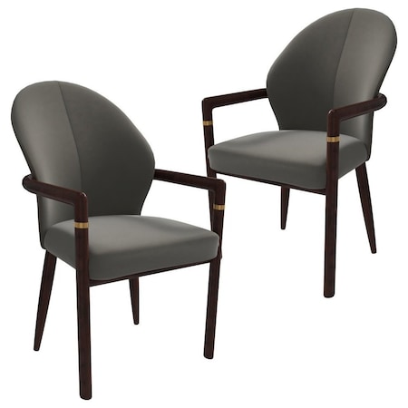 Leisuremod Opaline Series Elegant Wooden Dining Chair in Two-Tone Kahki, 2PK OC24KA2