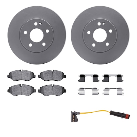 Dynamic Friction Co DFC GEOSPEC Coated Rotor- Heavy Duty Brake Pad includes Hardware and Sensor 4222-63123