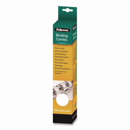 Fellowes Plastic Comb Bindings for 11 x 8.5 Documents, 19 Rings, 0.25" (20-Sheet) Capacity, White, PK100 52370