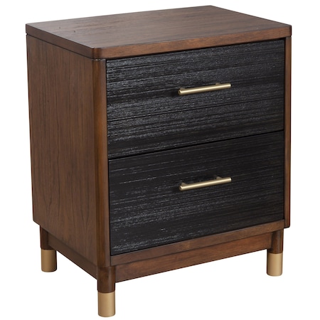 Homeroots Dark Walnut and Black Mod Drawer Nightstand 399254