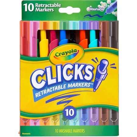 Crayola CLICKS Washable Retractable Markers, 10 Colors Per Set, 20PK 588370