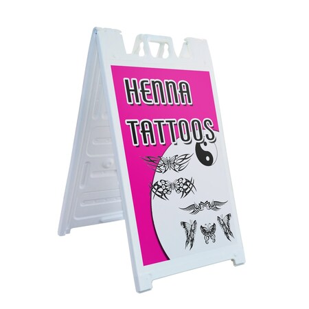 Signmission Henna Tattoos, A-Frame & 2 Sign Inserts, Heavy-Duty Plastic Frame SBHD-C-2436-Henna Tattoos