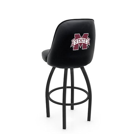 Holland Bar Stool Co Logo Grizzly Mississippi State 25 in. Swivel Counter Stool with Black Wrinkle Finish L048
