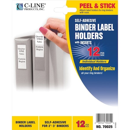 C-Line Products Self Adhesive Binder Labels, 1-3/4"x3-1/4", 12/PK, Clear 5PK CLI70025